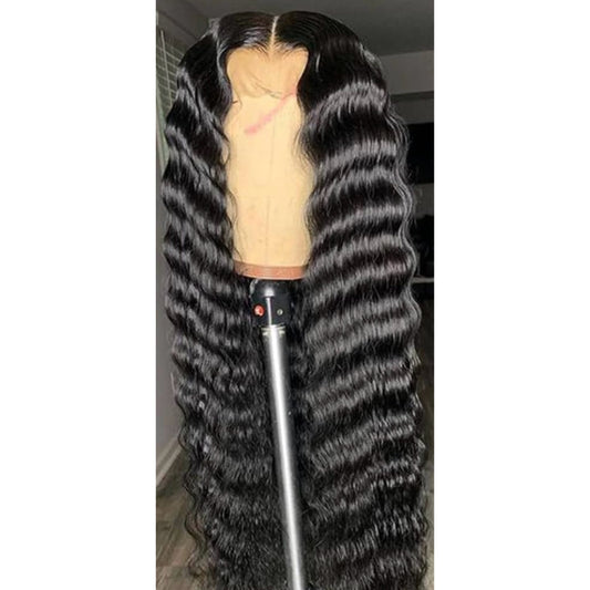 Natural Black Cambodian Deep Body Lace Front Wig